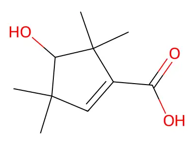 4-Hydroxy-3,3,5,5-tetramethylcyclopent-1-enecarboxylic acid structure