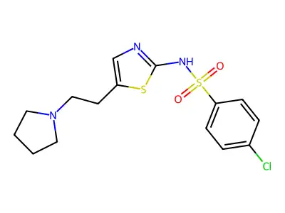 Benzenesulfonamide, 4-chloro-N-(5-(2-(1-pyrrolidinyl)ethyl)-2-thiazolyl)- structure