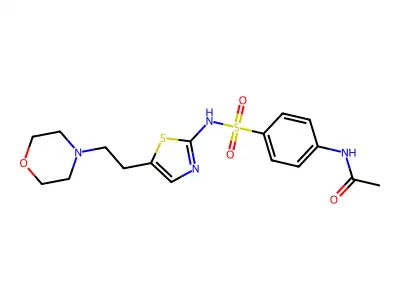 p-Acetamidobenzenesulfonylamino-2 beta-morpholinoethyl-5 thiazole [French] structure