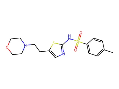 Benzenesulfonamide, 4-methyl-N-(5-(2-(4-morpholinyl)ethyl)-2-thiazolyl)- structure