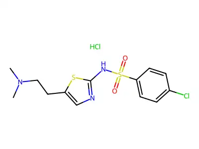 Benzenesulfonamide, 4-chloro-N-(5-(2-(dimethylamino)ethyl)-2-thiazolyl)-, monohydrochloride structure