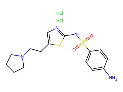 Benzenesulfonamide, 4-amino-N-(5-(2-(1-pyrrolidinyl)ethyl)-2-thiazolyl)-, dihydrochloride structure