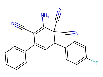 2-Amino-6-(4-fluorophenyl)-4-phenylcyclohexa-2,4-diene-1,1,3-tricarbonitrile structure
