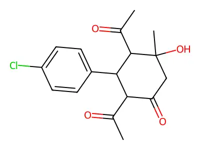 2,4-Diacetyl-3-(4-chlorophenyl)-5-hydroxy-5-methylcyclohexanone structure