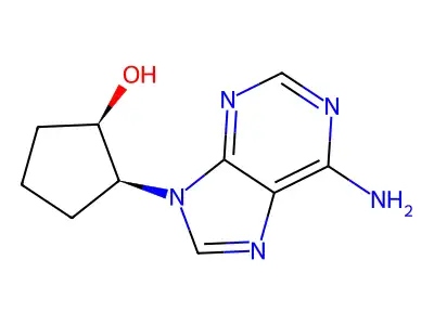cis-(1S,2R)-2-(6-aminopurin-9-yl)cyclopentan-1-ol structure