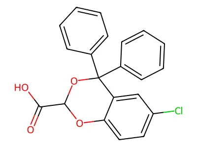 1,3-Benzodioxan-2-carboxylic acid, 6-chloro-4,4-diphenyl- structure