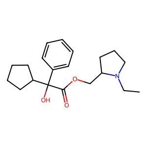 N-Ethyl-2-pyrrolidylmethyl phenylcyclopentylglycolate structure