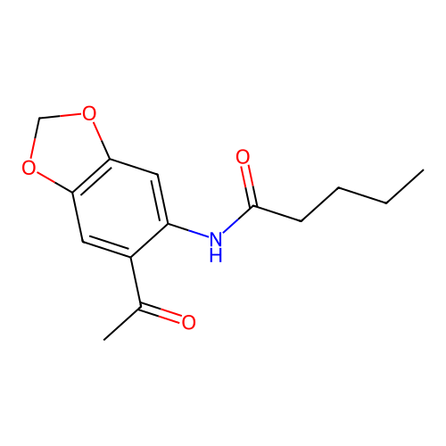 N-(6-acetyl-1,3-benzodioxol-5-yl)pentanamide structure