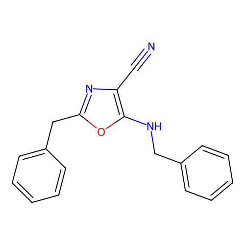 2-Benzyl-5-(benzylamino)-1,3-oxazole-4-carbonitrile structure