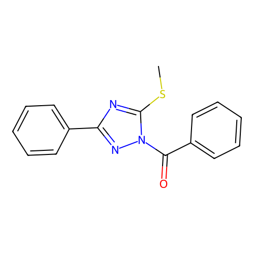 1-benzoyl-3-phenyl-1H-1,2,4-triazol-5-ylmethylsulfide structure