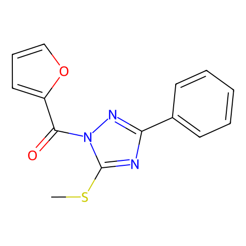 1-(2-furoyl)-3-phenyl-1H-1,2,4-triazol-5-ylmethylsulfide structure