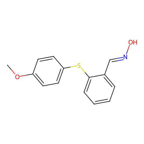 N-[[2-(4-methoxyphenyl)sulfanylphenyl]methylidene]hydroxylamine structure
