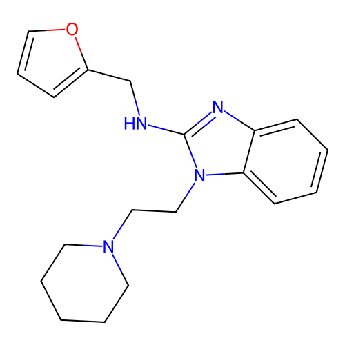 N-(furan-2-ylmethyl)-1-[2-(piperidin-1-yl)ethyl]-1H-benzimidazol-2-amine structure