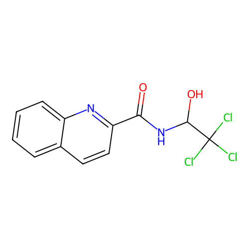 N-(2,2,2-trichloro-1-hydroxyethyl)-2-quinolinecarboxamide structure