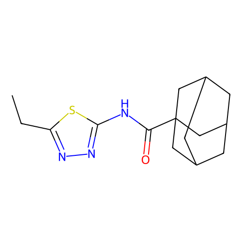 (1s,3s)-N-(5-ethyl-1,3,4-thiadiazol-2-yl)adamantane-1-carboxamide structure