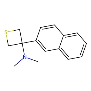 N,N-dimethyl-3-naphthalen-2-ylthietan-3-amine structure
