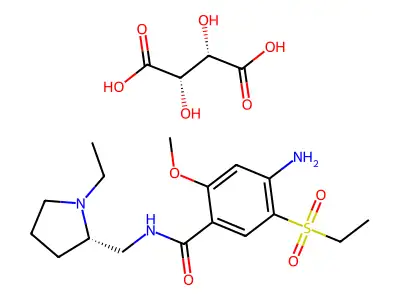 Benzamide, 4-amino-N-((1-ethyl-2-pyrrolidinyl)methyl)-5-(ethylsulfonyl)-2-methoxy-, (-)-, (S-(R*,R*))-2,3-dihydroxybutanedioate (1:1) structure
