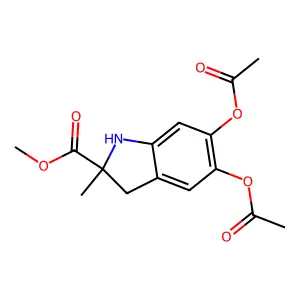 methyl 5,6-diacetyloxy-2-methyl-1,3-dihydroindole-2-carboxylate structure