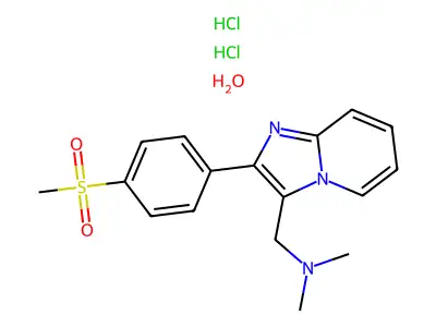 Imidazo(1,2-a)pyridine, 3-(dimethylaminomethyl)-2-(p-methylsulfonylphenyl)-, dihydrochloride, hydrate structure