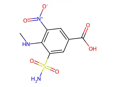Benzoic acid, 3-(aminosulfonyl)-4-(methylamino)-5-nitro- structure