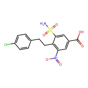Benzoic acid, 3-(aminosulfonyl)-4-(2-(4-chlorophenyl)ethyl)-5-nitro- structure