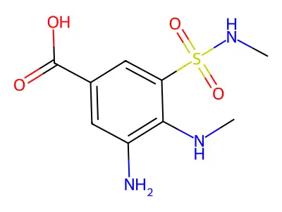 Benzoic acid, 3-amino-4-(methylamino)-5-((methylamino)sulfonyl)- structure