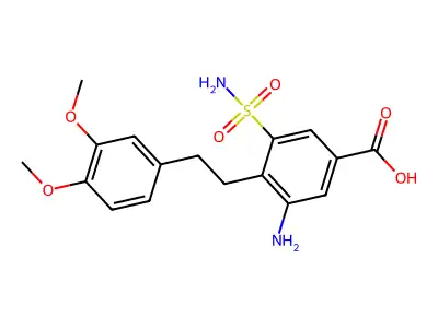 Benzoic acid, 3-amino-5-(aminosulfonyl)-4-(2-(3,4-dimethoxyphenyl)ethyl)- structure