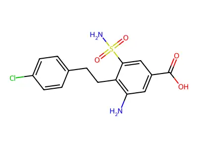 Benzoic acid, 3-amino-5-(aminosulfonyl)-4-(2-(4-chlorophenyl)ethyl)- structure