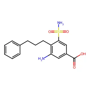 Benzoic acid, 3-amino-5-(aminosulfonyl)-4-(3-phenylpropyl)- structure