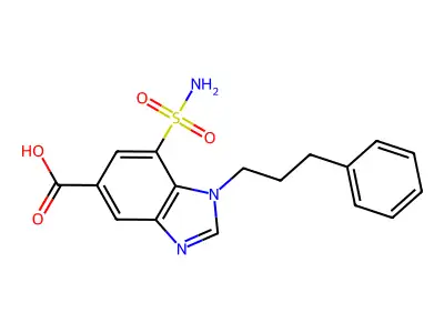 1H-Benzimidazole-5-carboxylic acid, 7-(aminosulfonyl)-1-(3-phenylpropyl)- structure