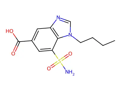 1H-Benzimidazole-5-carboxylic acid, 7-(aminosulfonyl)-1-butyl- structure