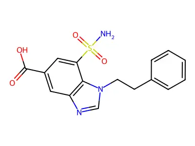 1H-Benzimidazole-5-carboxylic acid, 7-(aminosulfonyl)-1-(2-phenylethyl)- structure