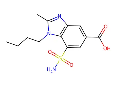 1H-Benzimidazole-5-carboxylic acid, 7-(aminosulfonyl)-1-butyl-2-methyl- structure