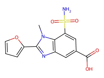 1H-Benzimidazole-5-carboxylic acid, 7-(aminosulfonyl)-2-(2-furanyl)-1-methyl- structure