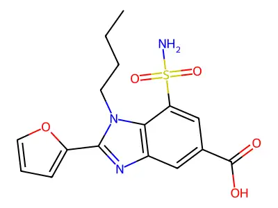 1H-Benzimidazole-5-carboxylic acid, 7-(aminosulfonyl)-1-butyl-2-(2-furanyl)- structure