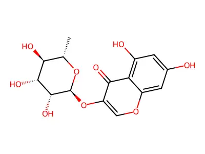4H-1-Benzopyran-4-one, 3-((6-deoxy-alpha-L-mannopyranosyl)oxy)-5,7-dihydroxy- structure