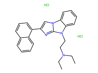 9H-Imidazo(1,2-a)benzimidazole, 9-(2-(diethylamino)ethyl)-2-(1-naphthyl)-, dihydrochloride structure