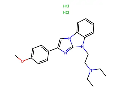 9H-Imidazo(1,2-a)benzimidazole, 9-(2-(diethylamino)ethyl)-2-(p-methoxyphenyl)-, dihydrochloride structure