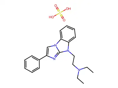 9H-Imidazo(1,2-a)benzimidazole, 9-(2-(diethylamino)ethyl)-2-phenyl-, sulfate structure