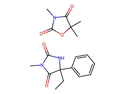 Methylphenylethyl hydantoin and tridione structure