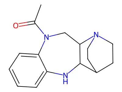 10-Acetyl-4a,5,11,11a-tetrahydro-10H-quinuclidino(2,3-c)-1,5-benzodiazepine structure