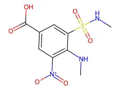 Benzoic acid, 4-(methylamino)-3-((methylamino)sulfonyl)-5-nitro- structure