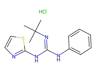 Guanidine, N-(1,1-dimethylethyl)-N'-phenyl-N''-2-thiazolyl-, monohydrochloride structure