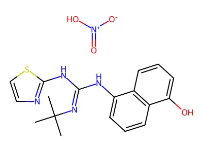 Guanidine, 1-tert-butyl-2-(5-hydroxy-1-naphthyl)-3-(2-thiazolyl)-, mononitrate structure