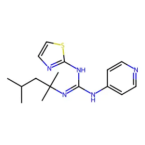 Guanidine, 2-(4-pyridyl)-1-(2-thiazolyl)-3-(1,1,3-trimethylbutyl)- structure