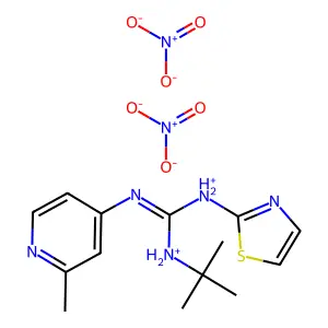 Guanidine, 1-tert-butyl-2-(2-methyl-4-pyridyl)-3-(2-thiazolyl)-, dinitrate structure