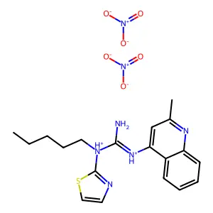 Guanidine, 1-pentyl-2-(2-methyl-4-quinolyl)-3-(2-thiazolyl)-, dinitrate structure