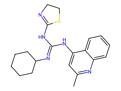 Guanidine, N-cyclohexyl-N'-(4,5-dihydro-2-thiazolyl)-N''-(2-methyl-4-quinolinyl)- structure