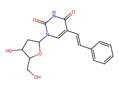 1-[4-hydroxy-5-(hydroxymethyl)oxolan-2-yl]-5-(2-phenylethenyl)pyrimidine-2,4-dione structure