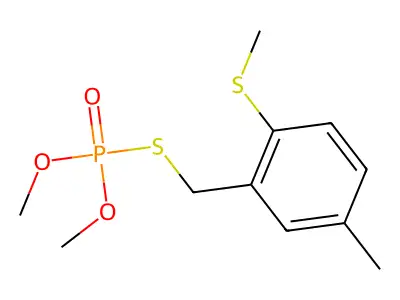 Phosphorothioic acid, O,O-dimethyl S-(5-methyl-2-(methylthio)benzyl) ester structure